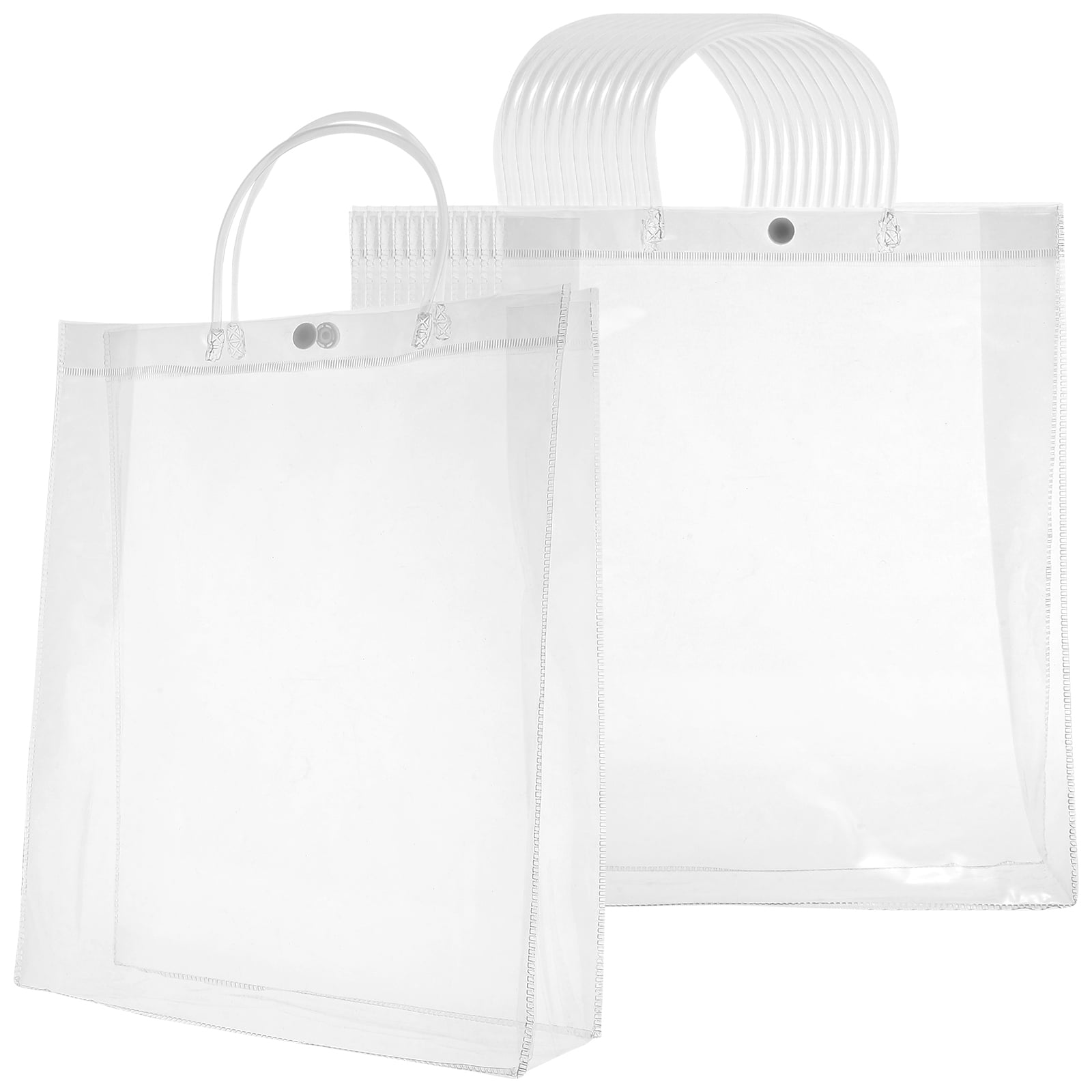 15pcs Clear Plastic Gift Bags with Handle,Reusable Transparent PVC Gift  Wrap Tote Bag for Birthday Gift Bags, Party Favor Bags, 12.2 x 10.23 x  3.14