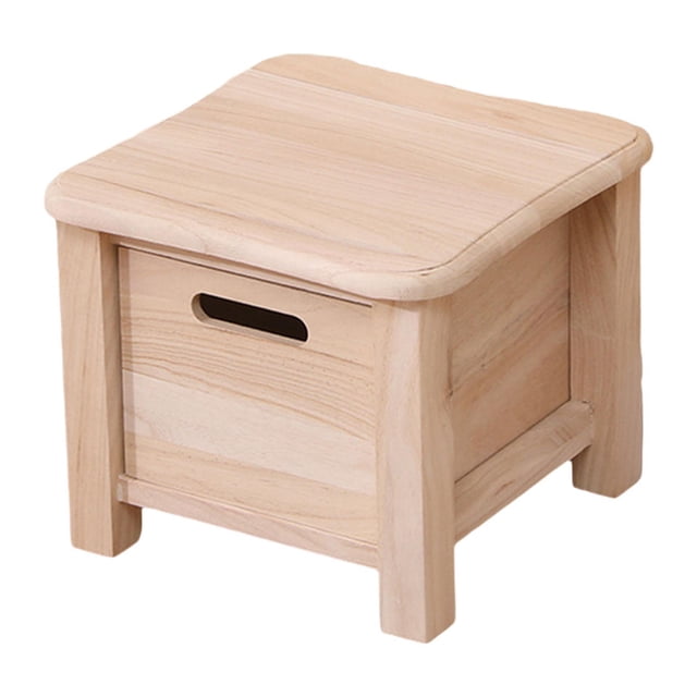 Taburete de almacenamiento de madera Taburete pequeño para el hogar Decoración Artesanía con forma redondeada 30cmx30cmx25cm