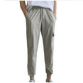 thumbnail image 1 of Dagugfen Mens Cargo Pants Drawstring High Waist Baggy Solid Color Lightweight Jogger Sports Trousers Pockets, 1 of 3