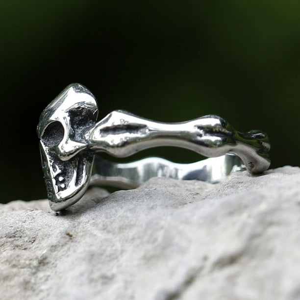 ZMY Home Stainless Steel Party Jewelry Bone Skull Pinky Ring 7