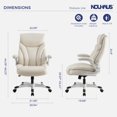thumbnail image 3 of Nouhaus Big and Tall White High Back PU Leather Office Chair with Lumbar Support & Adjustable Flip-up Armrests for Home Office & Study Room, 3 of 11