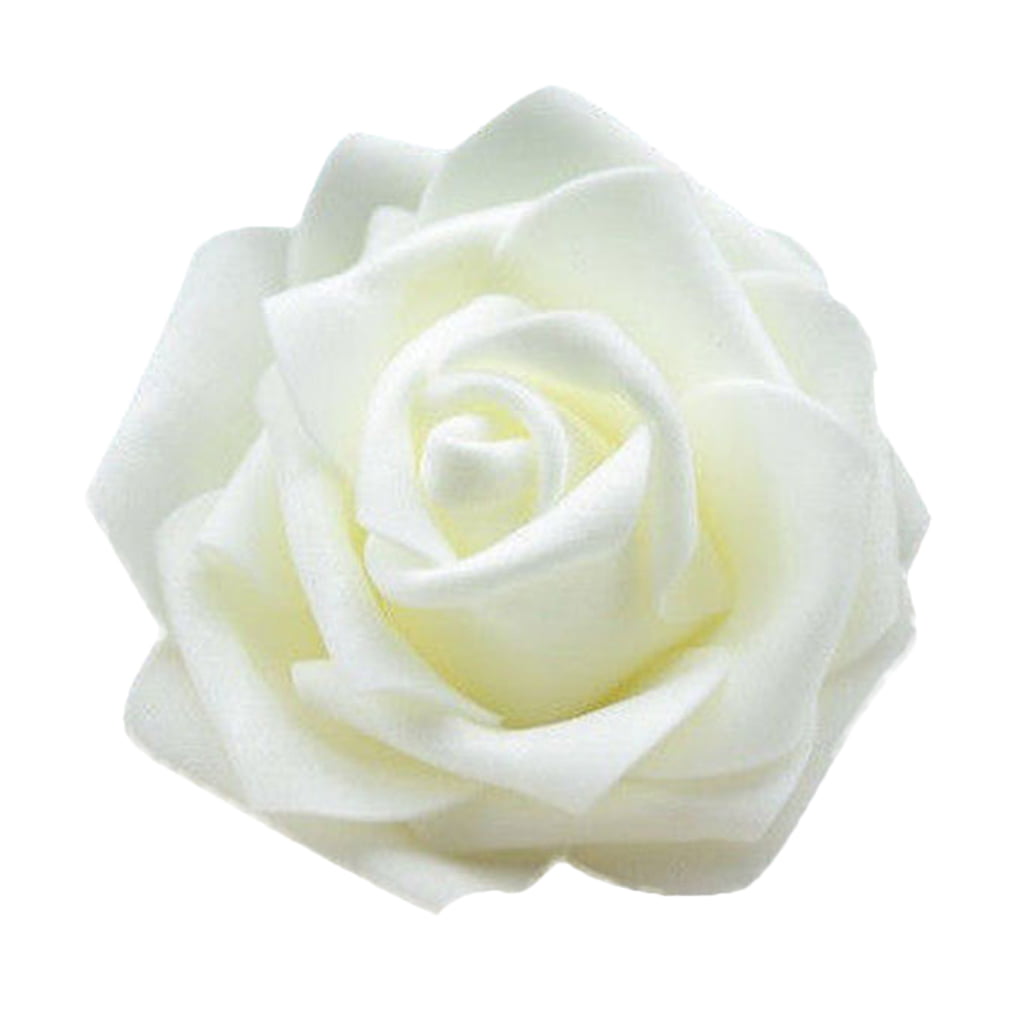50x Artificial Foam Roses Flower Head for Home Wedding Bouquets Decor White 