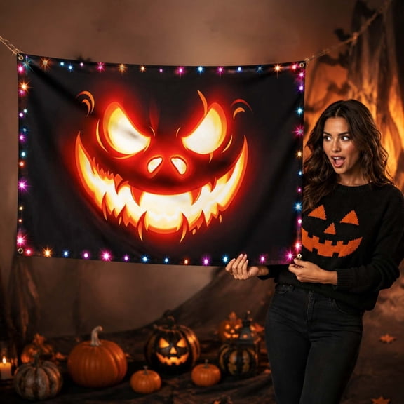Halloween Flags for Outside,Large Double Sided Halloween Flag Pumpkin Flags for Outdoor House Indoor Yard Sign Banner Decor