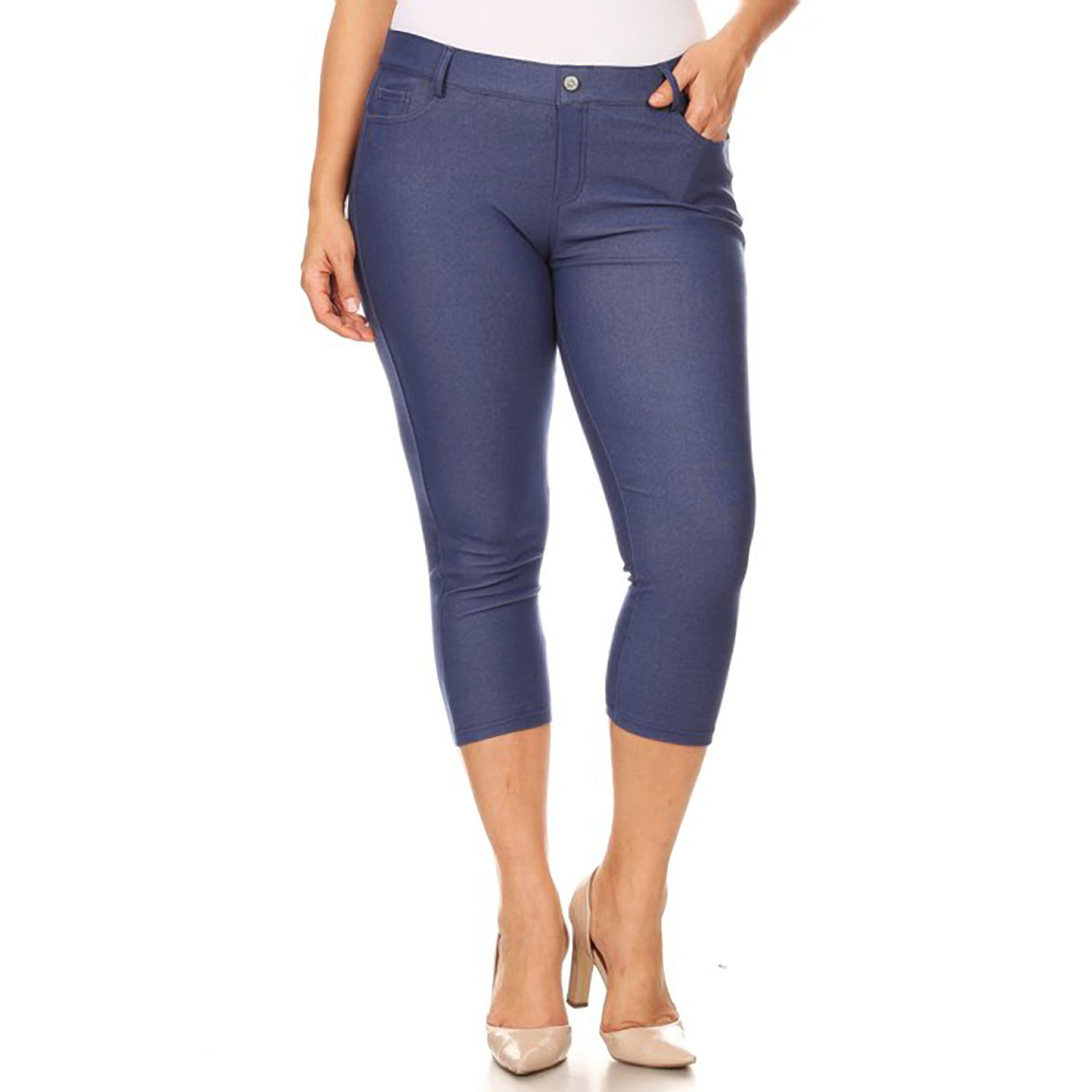 Women's Classic Solid Capri Jeggings (Plus Size) - Walmart.com