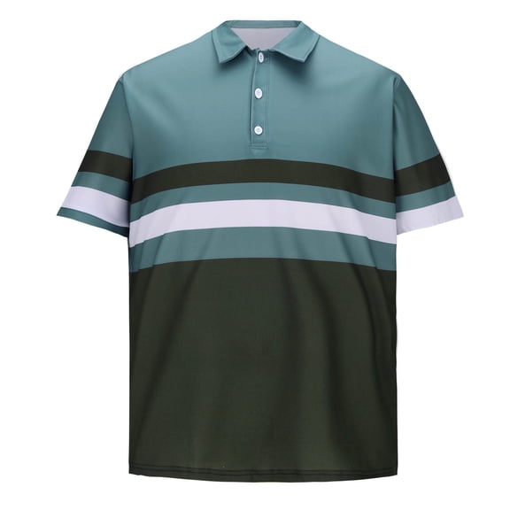 Men's Golf Short Sleeve Regular Fit Moisture Wicking High Performance Casual Stripe Print Men's Shirt