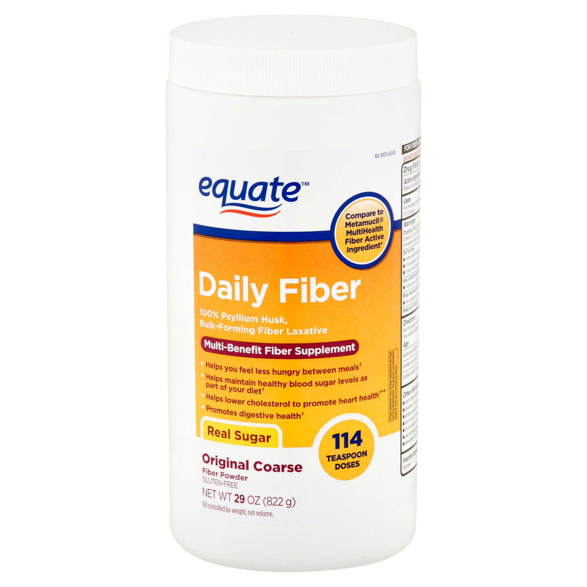 Equate Daily Fiber Laxative & Fiber Powder, 114 Ct, 29 Oz