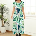 thumbnail image 3 of Robe Imprimée Color Block Verte Triangle Drôle Bohème Longues Robes Femme Robe Maxi Moderne Grande Taille 6TG 7TG, 3 of 5