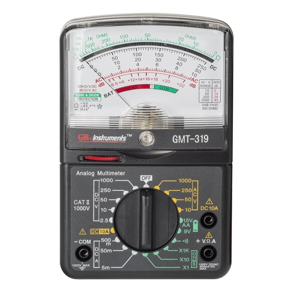 Gardner Bender GMT-319 Analog Multimeter, 7 Function, 19 Range, AC/DC Volt, DC Current, Resist, Continuity, Decible, Manual Range