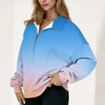 thumbnail image 2 of Sexlip Women's Solid Color Long Sleeve Zip Up Sweatshirt Hoodless Pullover Top with Pocket for Daily Travel Blue S, 2 of 5