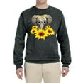 thumbnail image 2 of Elephant Sunflower Cute Love Animal Lover Unisex Crewneck Graphic Sweatshirt, Heather Black, Small, 2 of 3
