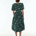 thumbnail image 4 of Qwertyu Spring Dresses for Women 2025 Boho Floral Printed Chiffon Dresses Elegant V Neck Belted Summer Wedding Prom Cocktail Midi Dress Dark Green S, 4 of 4