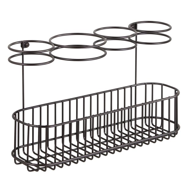 mDesign Metal Mount Hair Care Styling Tool Storage Basket