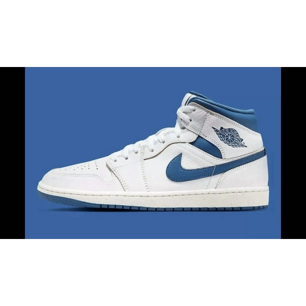 Ni - ke NEW Ni - ke Air Jordan 1 Mid SE Soft Leather White/Blue/Sail FN5215-141 Size 13 AJ1