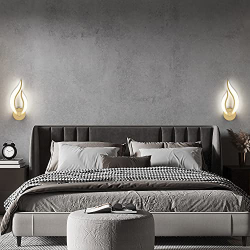Pasoar Black Wall Light Modern LED Wall Lamps for Bedrooms Set of 2 Plug in L... 