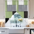 thumbnail image 4 of Green Gray Swag Curtain Valance for Windows, Abstract Color Block Window Treatments Short Swag Topper for Kitchen Windows Bathroom Bedroom, 36"x45", 4 of 8