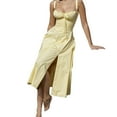 thumbnail image 1 of Robe Maxi à Encolure Carrée Y2k pour Femmes, Décolleté Plongeant, Bustier Sans Manches, Robe Midi à Bretelles Spaghetti pour Sortir, 1 of 5