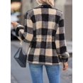 thumbnail image 2 of Cuteduck Women's Fuzzy Plaid Cardigan Coat – Lapel Zip Up Double-Sided Sherpa Fleece Mid-Length Jacket S-XL, 2 of 7