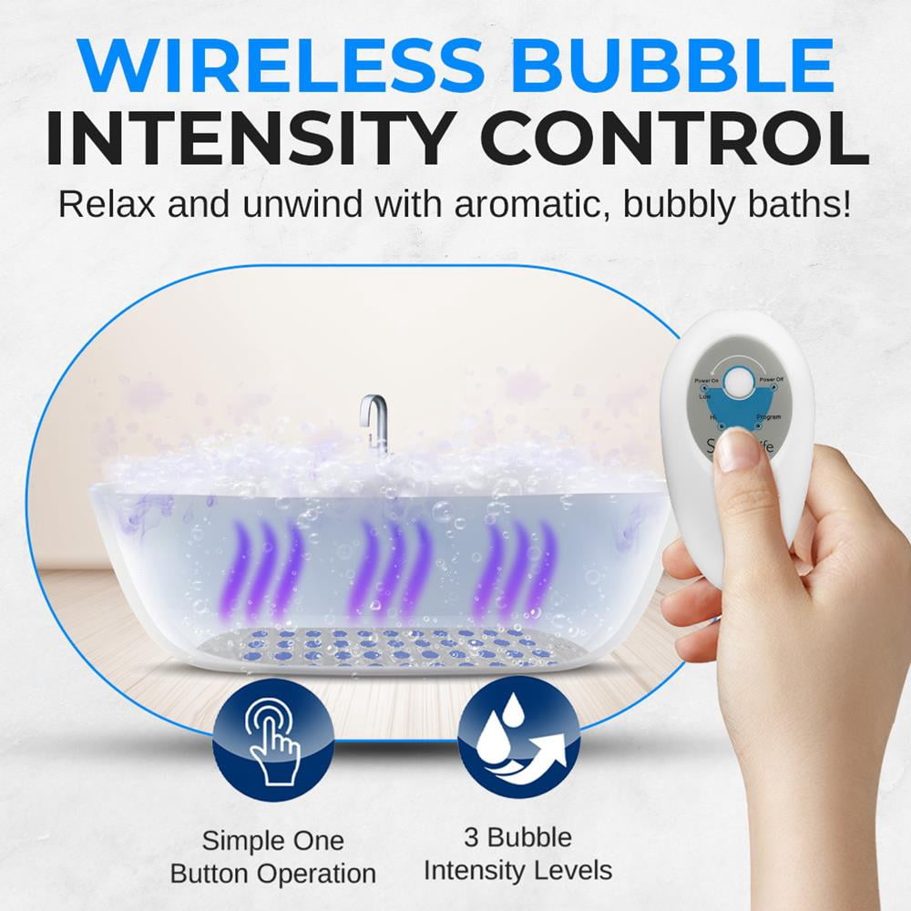 SereneLife Spa Bath Mat Full Body Bubble Massager 47” x 14.2”, Portable Bubble Bath Spa with Air Jets, Remote Control, Non-Slip Adjustable Mat & Aroma Clip for Essential Oils