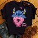 thumbnail image 3 of Camiseta Kawaii stitch para mujer, Tops de verano, camisetas con estampado de corazón de dibujos animados, camiseta de Anime, ropa para mujer, 3 of 5