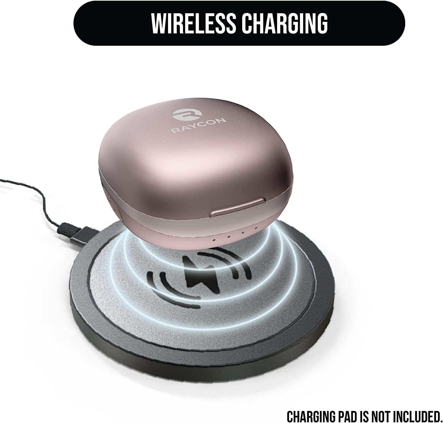 Raycon Fitness Earbuds Built In Mic IPX7 Waterproof Rose Gold