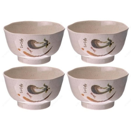 - M.V. Trading EP129 Rice Miso Soup Bowls Melamine Bowls with Eggplant Design Series, 12-Ounces, 4¼-Inches, Set of 4