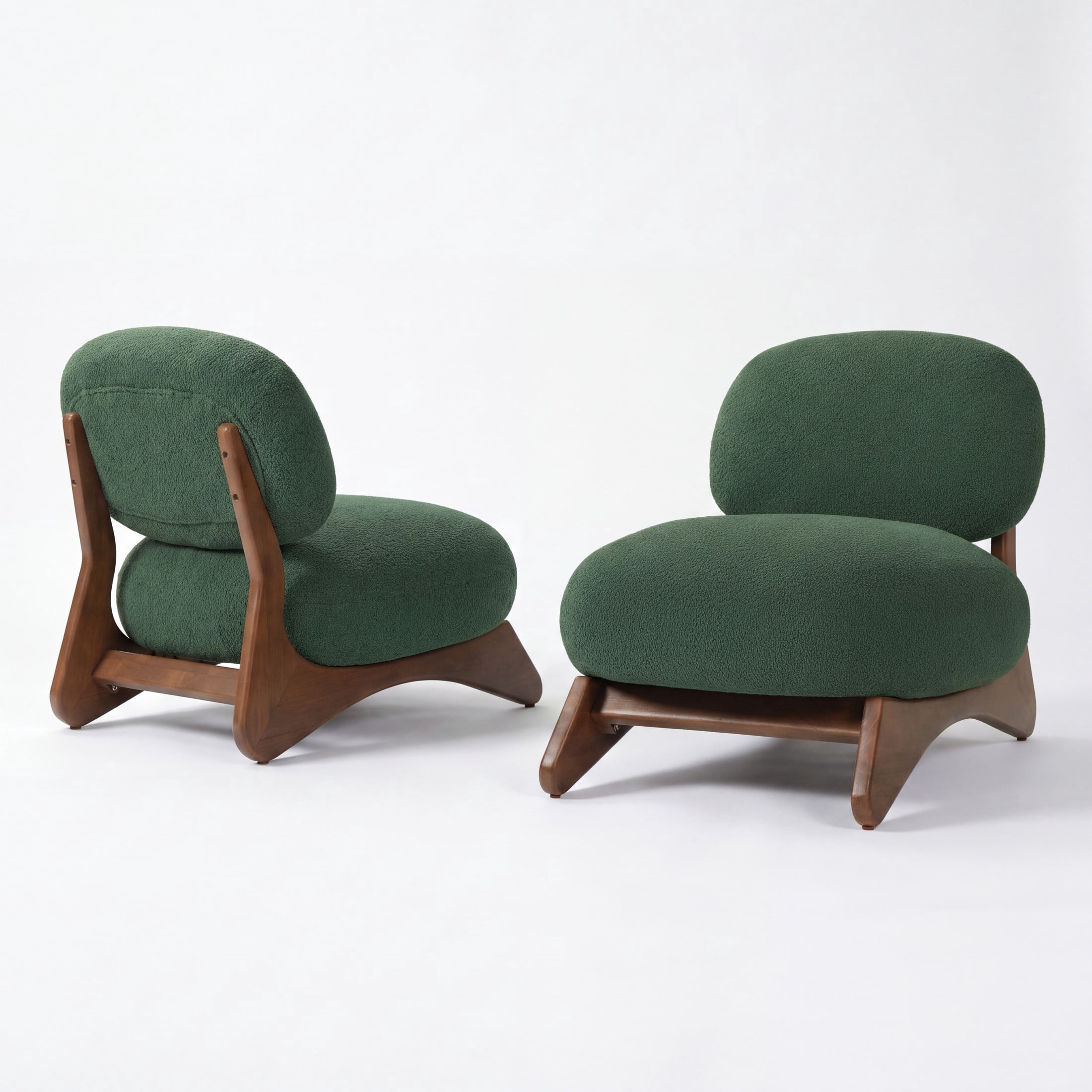 Christopher Knight Home Modern Boucle Upholstered Accent Side Chair with Solid Wood Frame, Olive Green, Set of 2