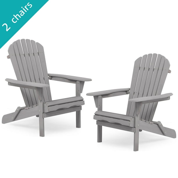 Folding Adirondack Chair set of 2 Outdoor, BTMWAY Wooden Patio Furniture Set, Fire Pit Lounge