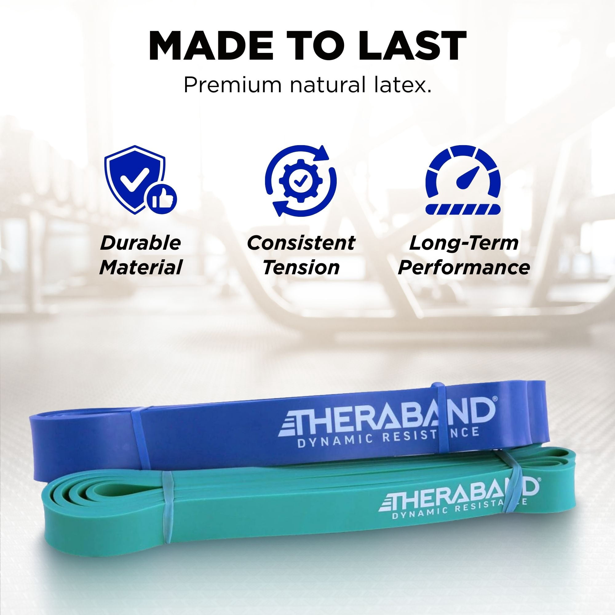 THERABAND High Resistance Band Set of 2, Medium and Heavy Elastic Super Bands for Full Body Workouts, Physical Therapy, Strength Training, Durable 41” Loop Exercise Bands, 25-35 lbs Resistance