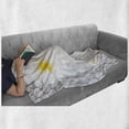 thumbnail image 6 of Grey and Yellow Soft Flannel Fleece Throw Blanket, Hawaiian Island Flowers on Abstract Animal Print Theme Backdrop, Cozy Plush for Indoor and Outdoor Use, 50" x 70", White and Pale Grey, by Ambesonne, 6 of 6