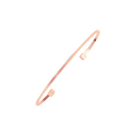 14k Rose Gold Cuff Bracelet Plain Polished With Square Cube Ends