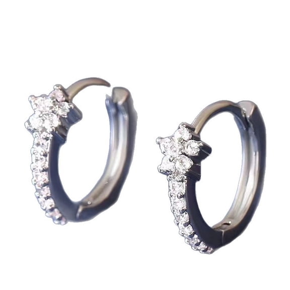 LINXIQIN Womens 14K White Gold Plated Earrings with Cubic Zirconia 2 Piece Set