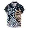 thumbnail image 1 of Camisas Para Hombre Manga Larga Camisa de vacaciones al libre de manga corta para playa con estampado completo de solapa informal con un solo pecho de primavera para hombre (Khaki, XL), 1 of 4