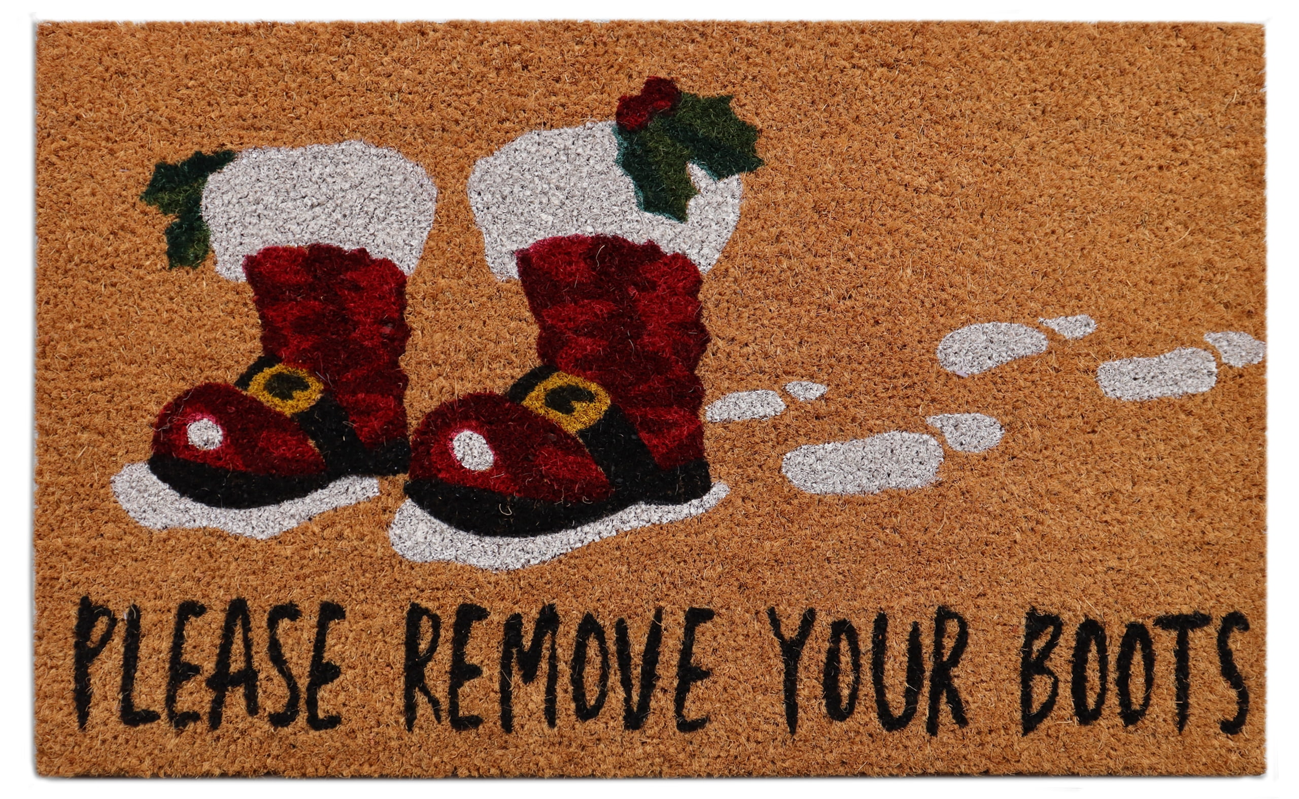 Holiday Time Snow Boot Coir Doormat, 18" x 30"