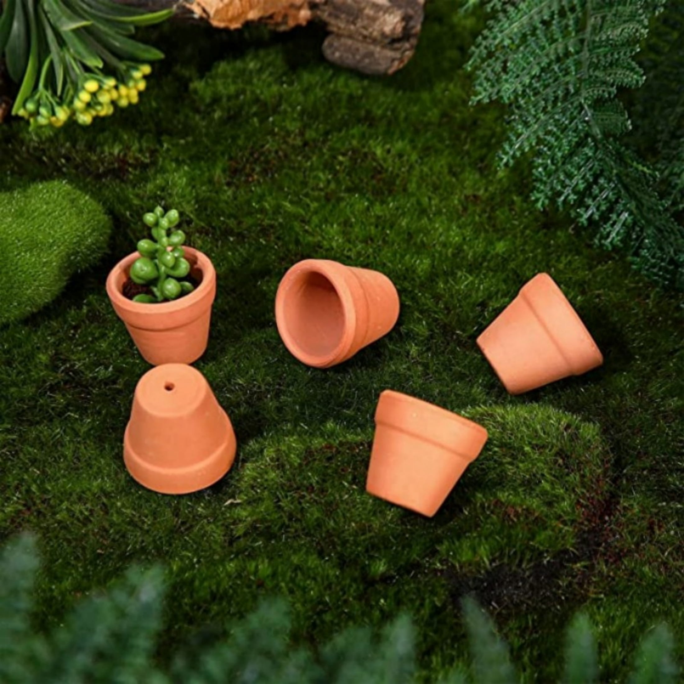 100pcs Small Mini 1.3" Terracotta Pot Clay Ceramic Pottery Planter, Cactus Flower Nursery Terra Cotta Pots, with Drainage Hole, for Indoor/Outdoor Succulent Plants, Crafts, Wedding Favor
