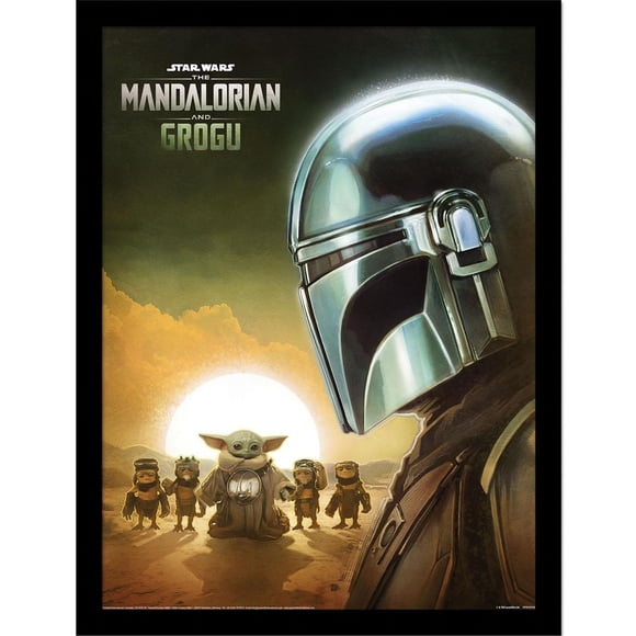 Star Wars: The Mandalorian Sunset Grogu Framed Poster