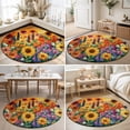 thumbnail image 4 of Small Round Rug 3Ft, Colorful Flowers Non-Slip Washable Circle Rugs Carpet, Farmhouse Sunflower Daisy Indoor Outdoor Rug Floor Mats Throw Runner for Bedroom Living Room Bathroom, 4 of 8