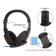 Black Plastic & Leather Adjustable Volume Control USB Wired Stereo Micphone Headphone Mic Headset for Sony for PS3 PC Game