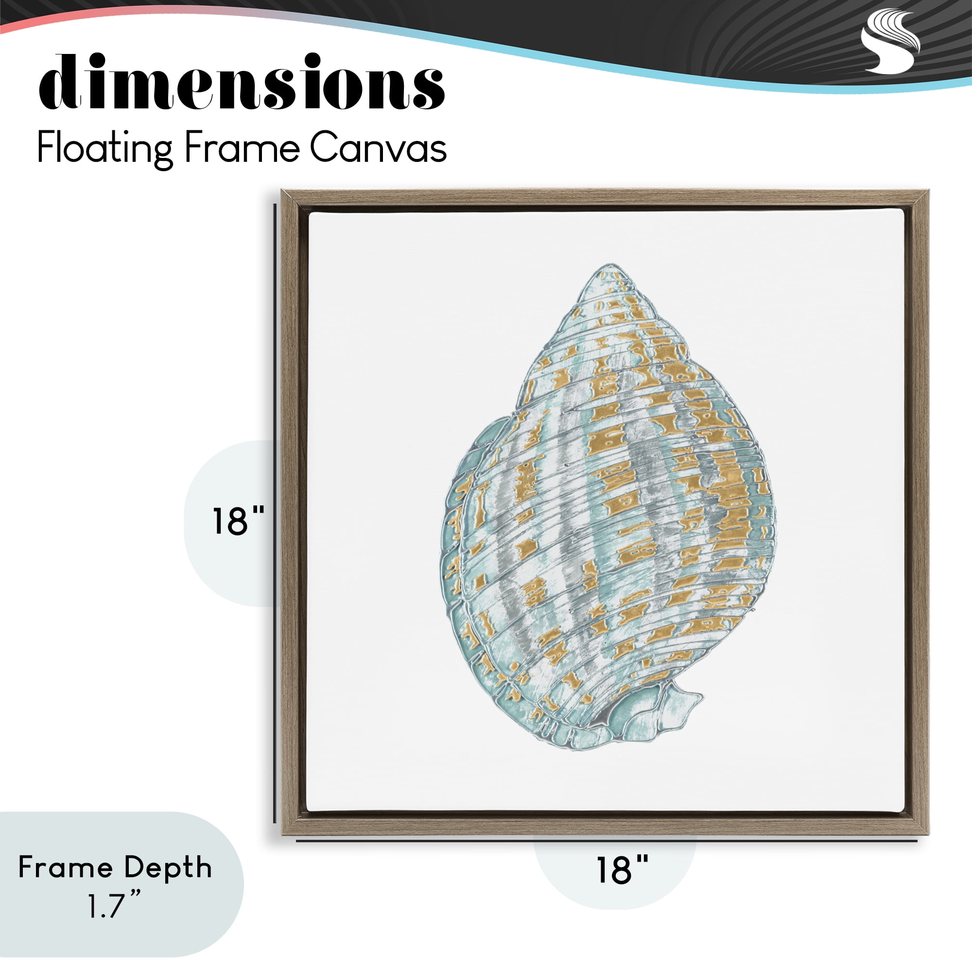Stupell Industries Regal Shells Spiral Brown Framed Floater Canvas Wall Art, design by Lorenzo Collective