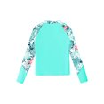 thumbnail image 4 of YEAHDOR Kids Girls Long Sleeve Swim Tops Butterflies Print Surfing Swimming Sweatshirt Rash Guard Tops Teal 14, 4 of 5