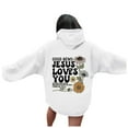 thumbnail image 7 of Good News Jesus Loves You Hoodie Christian Sweatshirts for Women Long Sleeve Jesus Hoodies Bible Verse Shirts Oversized Religious Sayings Pullover Hoodies White L, 7 of 7