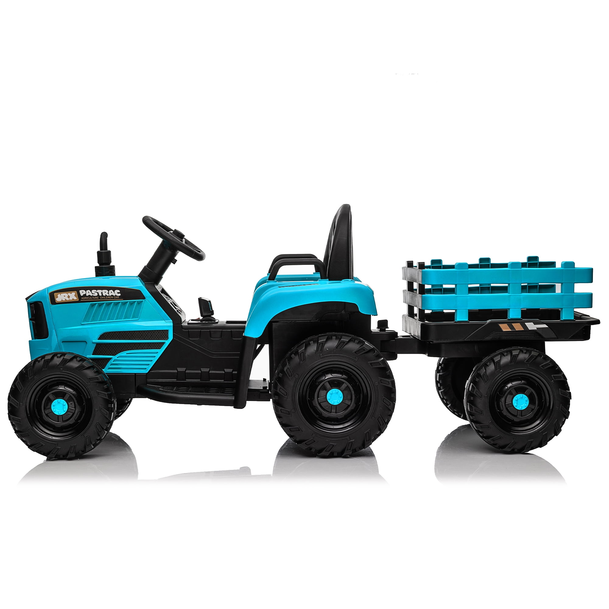 CIPACHO 12V Ride On Tractor with Trailer, 2.4RC, Electric Kids Car Three Speed Adjustable, USB, MP3, Power Display, Blue CIPACHO 12V Ride On Tractor with Trailer, 2.4RC, Electric Kids Car Three Speed Adjustable, USB, MP3, Power Display, Blue