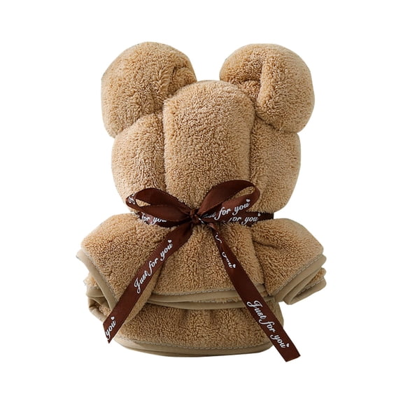Clearance Under $0.96! 1Pc Bear-Shaped Coral Velvet Towel Gift (Cloth, Coffee)