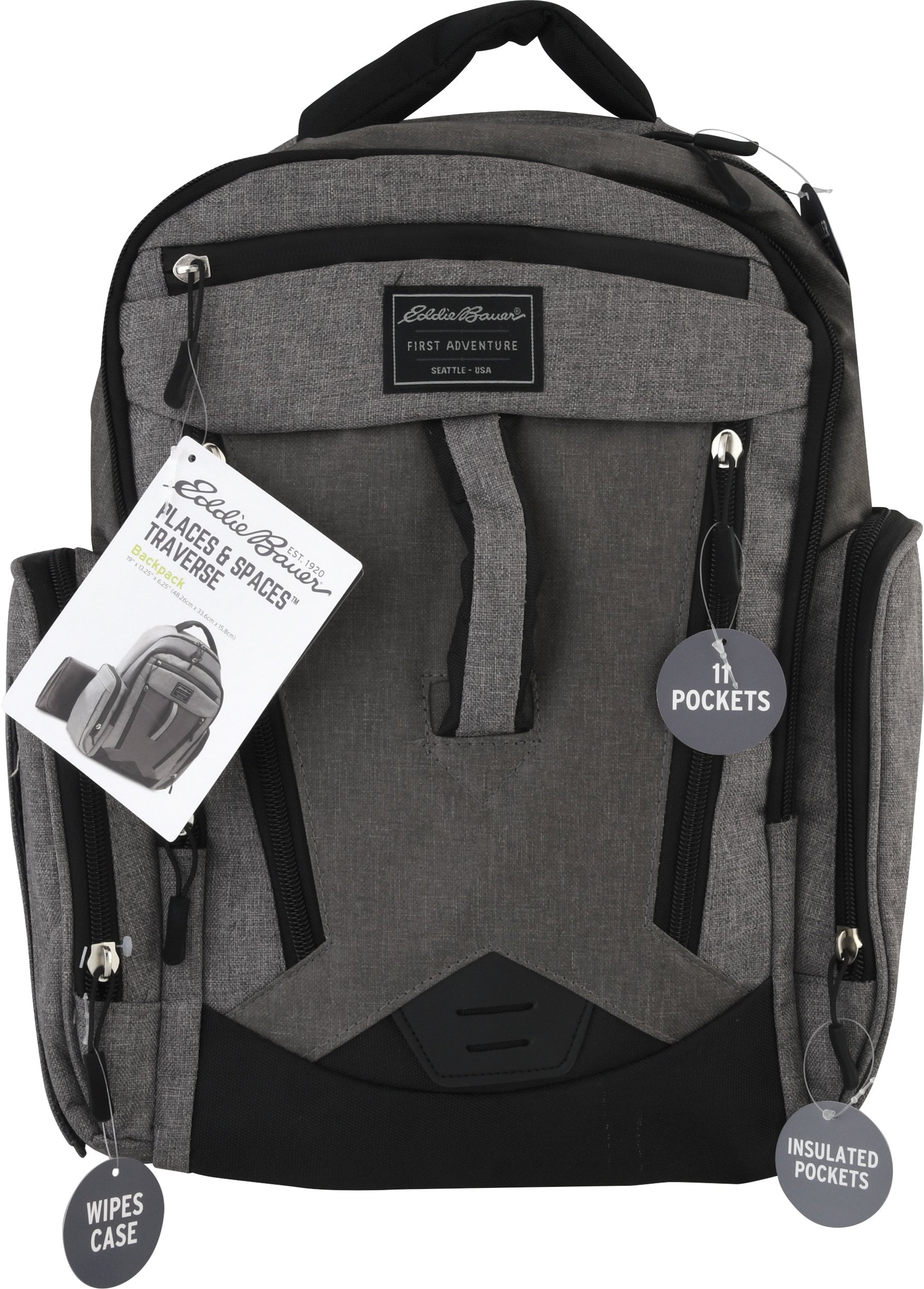 Eddie Bauer First Adventure Diaper Bag Backpack Gray Black Nylon Pockets  Euc | eBay
