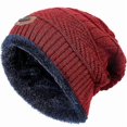 thumbnail image 1 of Men's Winter Warm Knit Skull Hat Fleece Lining (Red) 1 Pieces, 1 of 3