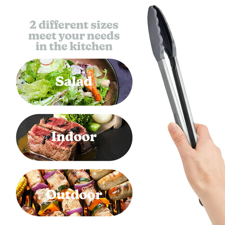Walfos Small Tongs For Cooking - 7 inch Small Kitchen Tongs with Silicone  Tips, Great for Air Fryer Cooking, Serving, Turning, 7 in Food tongs