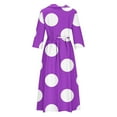 thumbnail image 6 of Feancey Summer Plus Size Dresses for Women 3/4 Sleeve Button Lapel Maxi Dress Casual Polka Dot Print Long Dresses Flowy Loose Dress with Tie Bow, 6 of 6