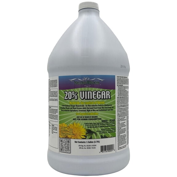Natures Wisdom 20% Vinegar Weed & Grass Killer | Natural and Organic | 1 Gallon | Glyphosate Free Herbicide