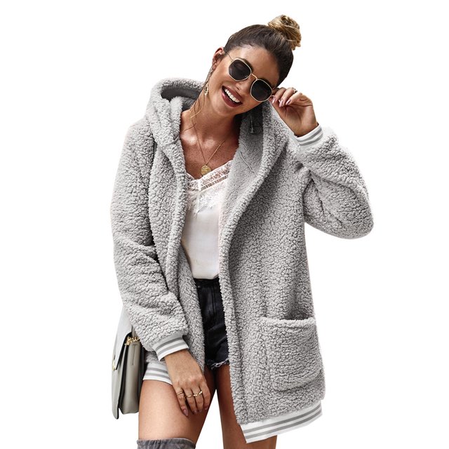 Veste en Molleton Surdimensionnée pour Femmes Cardigan à Manches Longues Veste Teddy