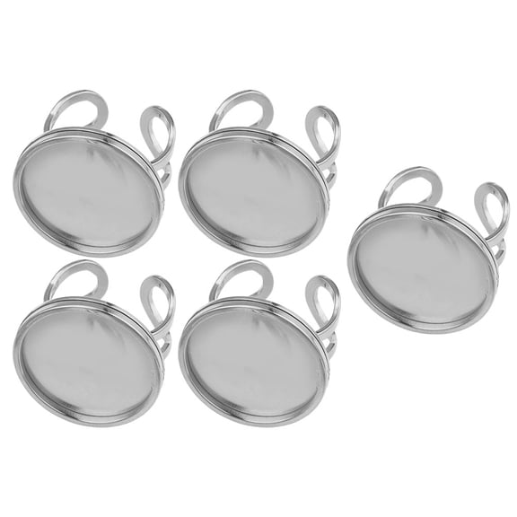 ITSELFER 5pcs Stainless Steel Open Ring Adjustable Jewelry Ring Blank DIY Jewelry Making Ring