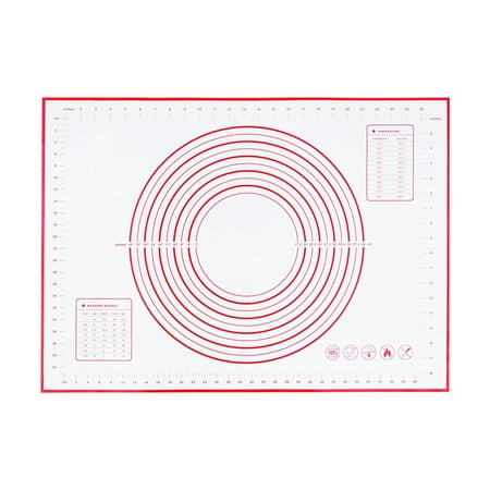 

TOYMYTOY Pastry Mat Extra Large Thick Silicone Baking Mat with Measurements Non Stick Non Pastry Rolling Mat - 50x70cm (Red Random Pattern)